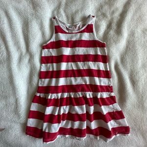 H&M Red/White Striped Jersey  Dress Sz 2-4